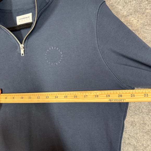 Lindbergh Men's Navy Blue Half Zip Sweater Scandinavian Minimalist Pullover - Picture 11 of 16
